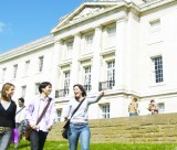 Students walking outside Trent Building